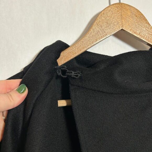 VTG 70s Gemini 100% Wool Shawl Cape Cocoon Wrap Coat OS Black - Picture 6 of 10